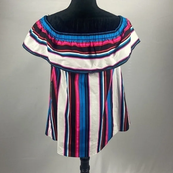 Vince Camuto Havana Bright Striped Off the Shoulder Top - Picture 4 of 8